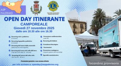 Avviso – Open day itinerante della prevenzione asp Palermo il 27 novembre 2025